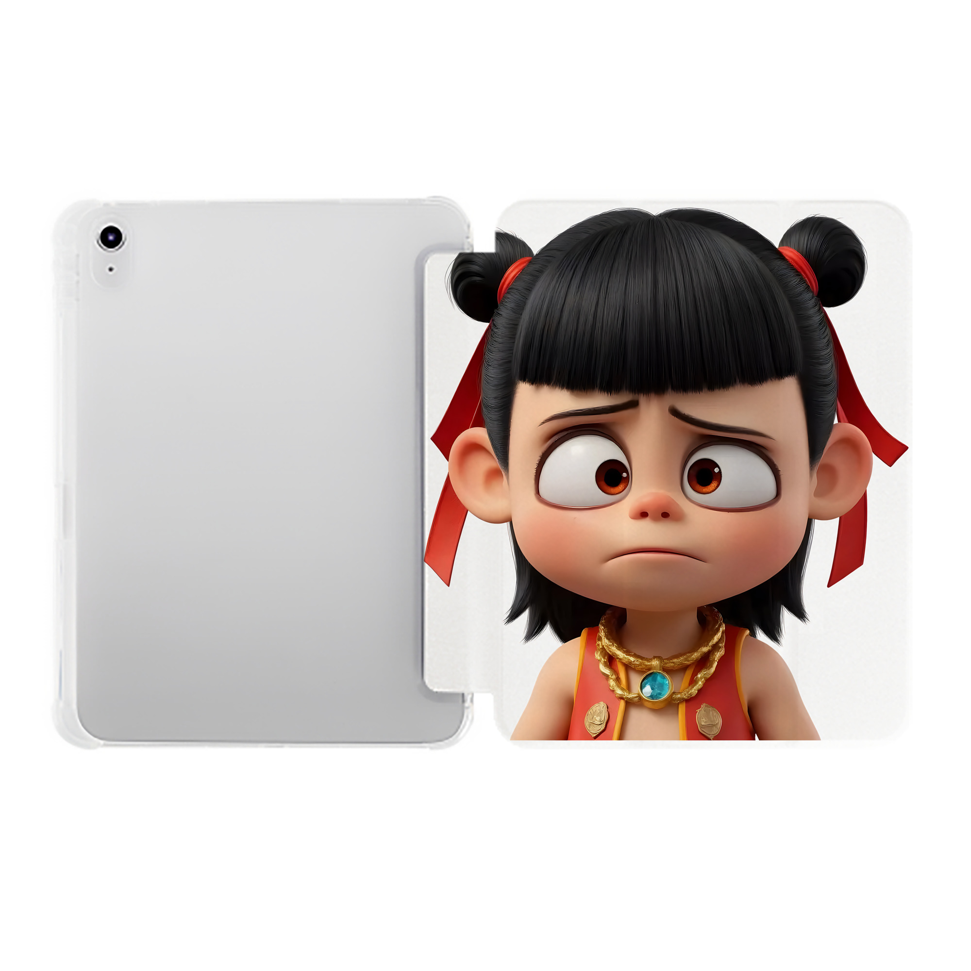 （画像用） Ne Zha 2 ナタ 魔童の大暴れ IPad ケース ペン収納付き 三つ折りスタンド PUレザー×シリコン 対応機種9.5/10.5/10.9インチ